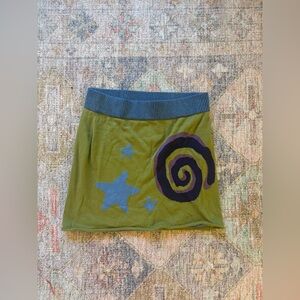 Brain Dead Knitwear Neppy Buggin Out Olive and Blue Mini Skirt